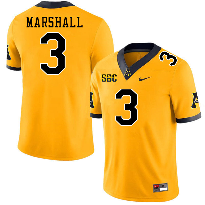 Appalachian State Mountaineers #3 Ahmani Marshall College Football Jerseys-Gold